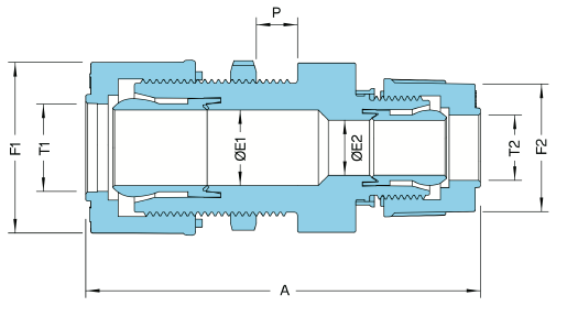 PFA Insert-Type Panel Reducing Straight Union